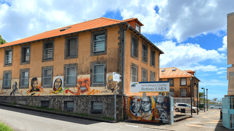 Sur les murs de la médiathèque à Basse-Terre, des personnalités inspirantes
